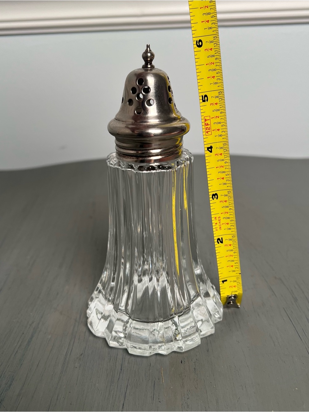 Large Clear Glass and Silver-Top Sugar Shaker - Home Dining Serveware